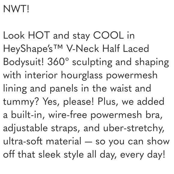 🏷️ Heyshape Snatched V-neck Half Laced Bodysuit XXXL Tik Tok - Picture 2 of 3